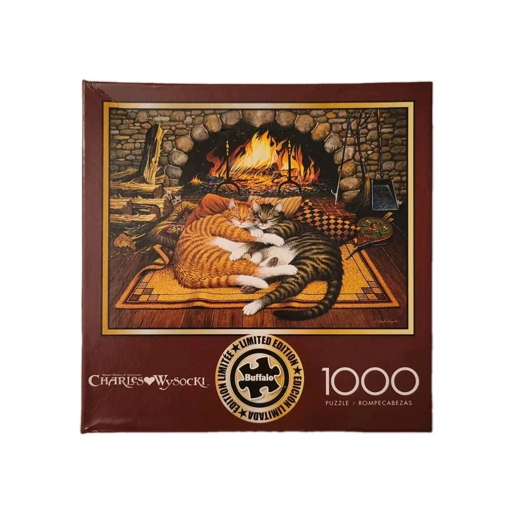 Charles Wysocki Cats Curled Up All Burned Out 1000 Pc Jigsaw Puzzle Buffalo New